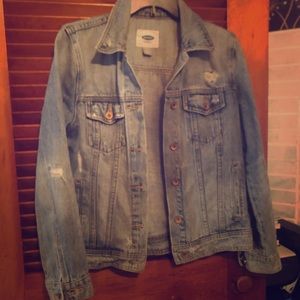 Distressed jean jacket